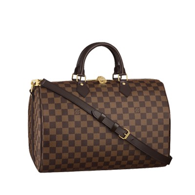 Louis Vuitton Damier Ebene Canvas Speedy 35 With Shoulder Strap N41182 Louis Vuitton Damier Ebene Canvas Speedy 35 With Shoulder Strap N41182