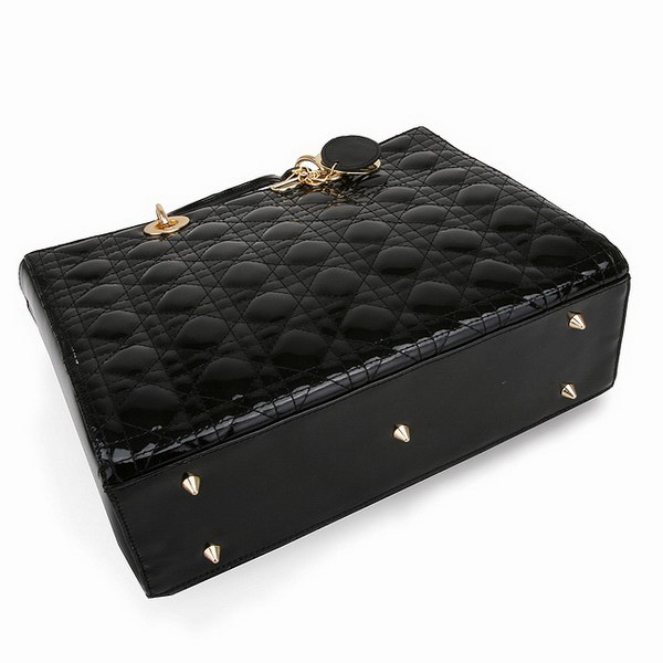 Dior Tote Bags Patent Leather Black 44561 Dior Tote Bags Patent Leather Black 44561