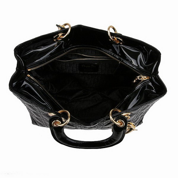 Dior Tote Bags Patent Leather Black 44561 Dior Tote Bags Patent Leather Black 44561