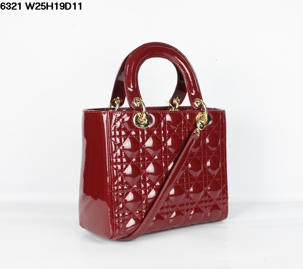 Christian Lady Dior Darkred Patent Leather Bag 6321 Gold Christian Lady Dior Darkred Patent Leather Bag 6321 Gold