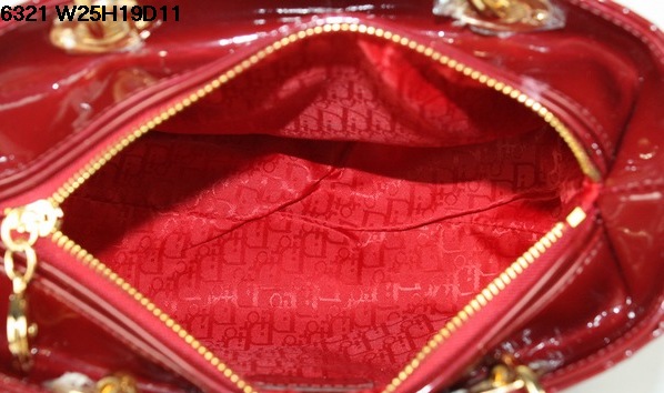 Christian Lady Dior Darkred Patent Leather Bag 6321 Gold Christian Lady Dior Darkred Patent Leather Bag 6321 Gold
