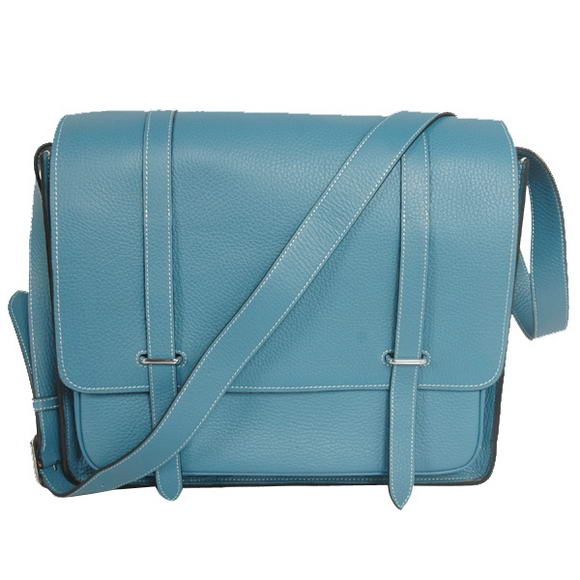 Hermes Steve 35CM Messenger Bag Clemence Leather Blue Hermes Steve 35CM Messenger Bag Clemence Leather Blue