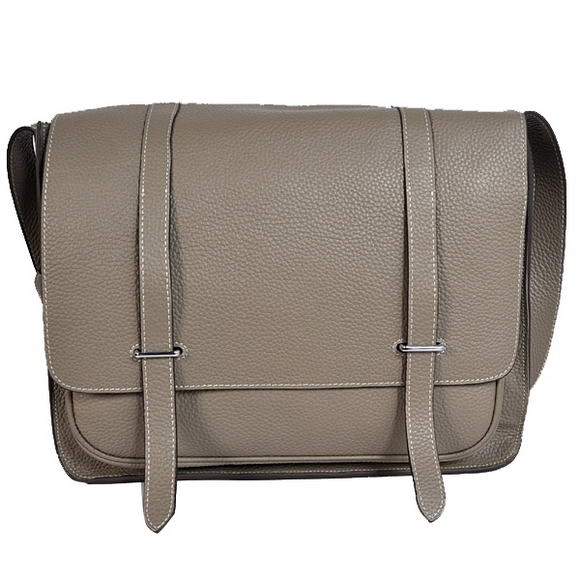 Hermes Steve 35CM Messenger Bag Clemence Leather Grey Hermes Steve 35CM Messenger Bag Clemence Leather Grey