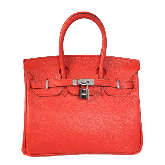Hermes Birkin 25CM Tote Bags Togo Leather Red Silver Hermes Birkin 25CM Tote Bags Togo Leather Red Silver