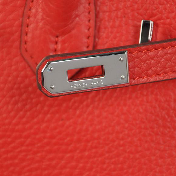 Hermes Birkin 25CM Tote Bags Togo Leather Red Silver Hermes Birkin 25CM Tote Bags Togo Leather Red Silver