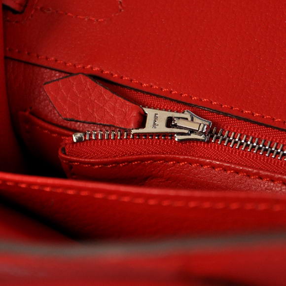 Hermes Birkin 25CM Tote Bags Togo Leather Red Silver Hermes Birkin 25CM Tote Bags Togo Leather Red Silver