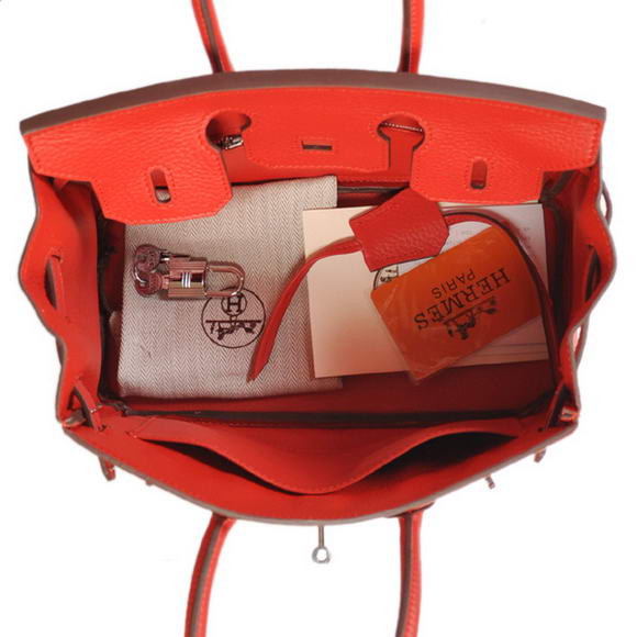 Hermes Birkin 25CM Tote Bags Togo Leather Red Silver Hermes Birkin 25CM Tote Bags Togo Leather Red Silver