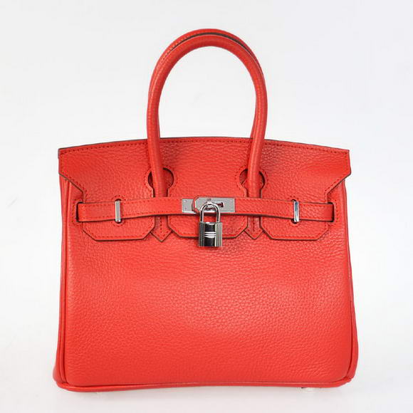 Hermes Birkin 25CM Tote Bags Togo Leather Red Silver Hermes Birkin 25CM Tote Bags Togo Leather Red Silver