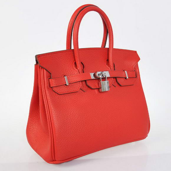 Hermes Birkin 25CM Tote Bags Togo Leather Red Silver Hermes Birkin 25CM Tote Bags Togo Leather Red Silver
