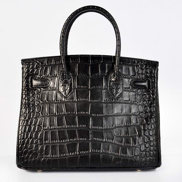 Hermes Birkin 30CM Tote Bags Black Crocodile Leather Gold Hermes Birkin 30CM Tote Bags Black Crocodile Leather Gold