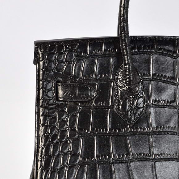 Hermes Birkin 30CM Tote Bags Black Crocodile Leather Gold Hermes Birkin 30CM Tote Bags Black Crocodile Leather Gold