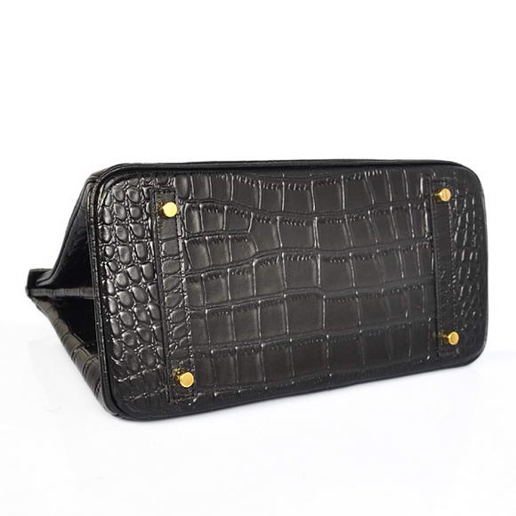 Hermes Birkin 30CM Tote Bags Black Crocodile Leather Gold Hermes Birkin 30CM Tote Bags Black Crocodile Leather Gold