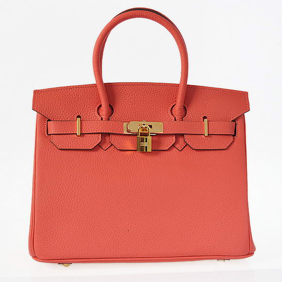 Hermes Birkin 30CM Tote Bags Pompadour Grain Leather Gold Hermes Birkin 30CM Tote Bags Pompadour Grain Leather Gold