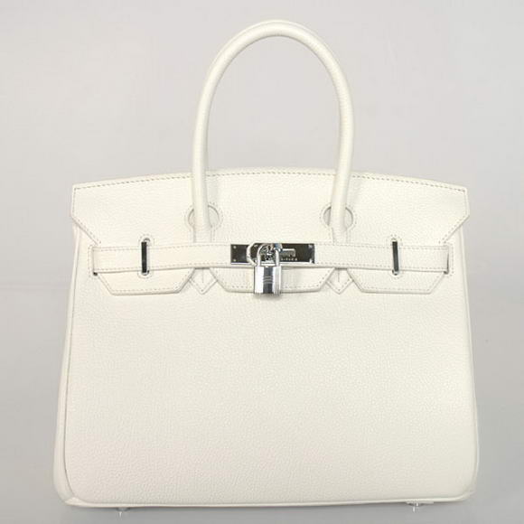 Hermes Birkin 30CM Tote Bags Smooth Togo Leather White
