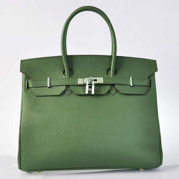 Hermes Birkin 35CM Tote Bags Togo Leather Amy Green Silver Hermes Birkin 35CM Tote Bags Togo Leather Amy Green Silver