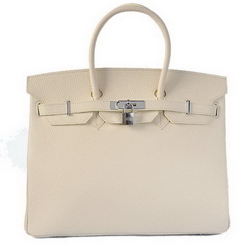 Hermes Birkin 35CM Tote Bags Togo Leather Beige Silver Hermes Birkin 35CM Tote Bags Togo Leather Beige Silver