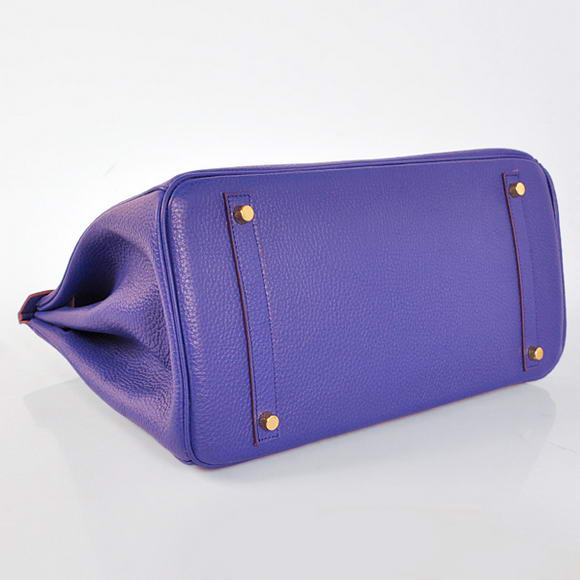 Hermes Birkin 35CM Tote Bags Togo Leather Blue Golden