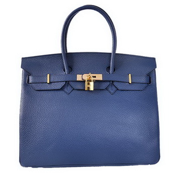 Hermes Birkin 35CM Tote Bags Togo Leather Dark Blue Golden Hermes Birkin 35CM Tote Bags Togo Leather Dark Blue Golden