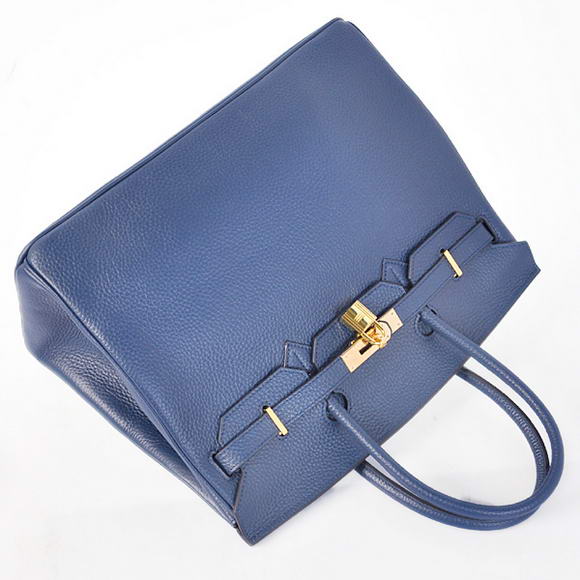 Hermes Birkin 35CM Tote Bags Togo Leather Dark Blue Golden Hermes Birkin 35CM Tote Bags Togo Leather Dark Blue Golden