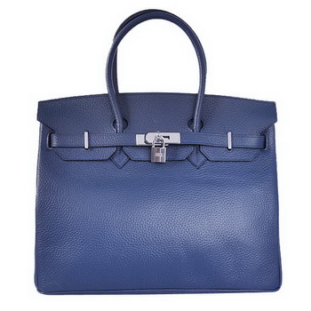 Hermes Birkin 35CM Tote Bags Togo Leather Dark Blue Silver Hermes Birkin 35CM Tote Bags Togo Leather Dark Blue Silver