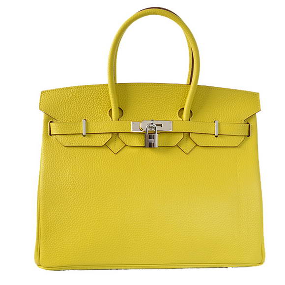 Hermes Birkin 35CM Tote Bags Togo Leather Lemon Silver Hermes Birkin 35CM Tote Bags Togo Leather Lemon Silver