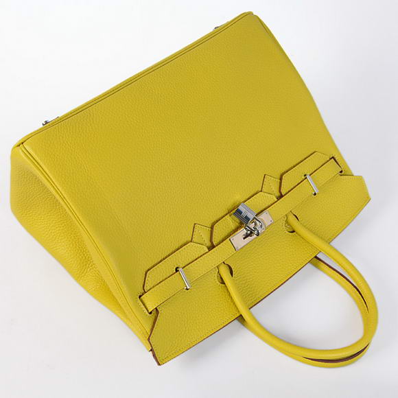 Hermes Birkin 35CM Tote Bags Togo Leather Lemon Silver Hermes Birkin 35CM Tote Bags Togo Leather Lemon Silver