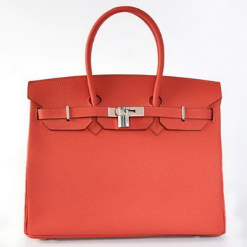 Hermes Birkin 35CM Tote Bags Togo Leather Light Red Silver Hermes Birkin 35CM Tote Bags Togo Leather Light Red Silver