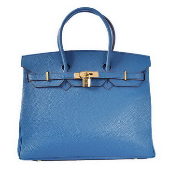 Hermes Birkin 35CM Tote Bags Togo Leather Mid Blue Golden Hermes Birkin 35CM Tote Bags Togo Leather Mid Blue Golden