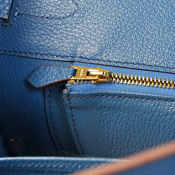 Hermes Birkin 35CM Tote Bags Togo Leather Mid Blue Golden