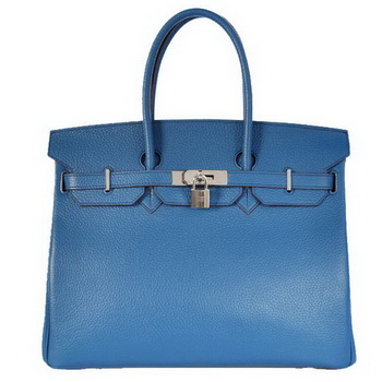 Hermes Birkin 35CM Tote Bags Togo Leather Mid Blue Silver Hermes Birkin 35CM Tote Bags Togo Leather Mid Blue Silver