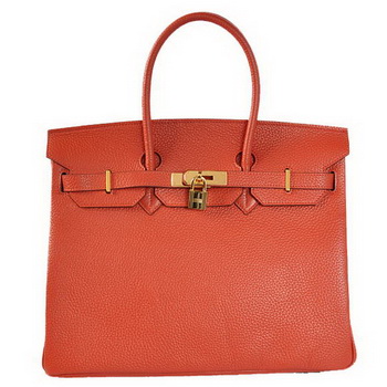 Hermes Birkin 35CM Tote Bags Togo Leather Mid Red Golden Hermes Birkin 35CM Tote Bags Togo Leather Mid Red Golden