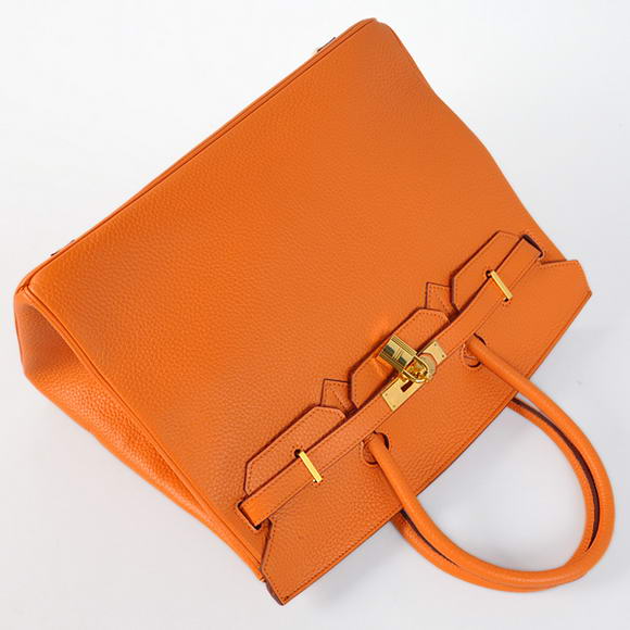 Hermes Birkin 35CM Tote Bags Togo Leather Orange Golden