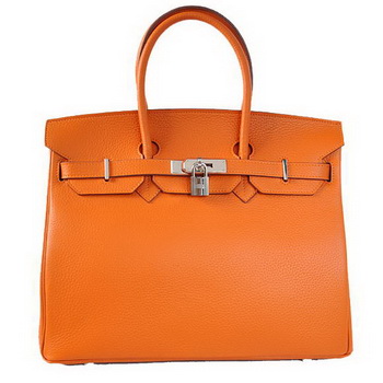 Hermes Birkin 35CM Tote Bags Togo Leather Orange Silver Hermes Birkin 35CM Tote Bags Togo Leather Orange Silver