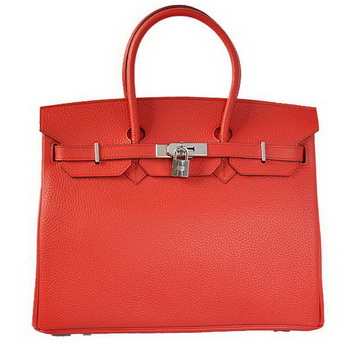 Hermes Birkin 35CM Tote Bags Togo Leather Red Silver Hermes Birkin 35CM Tote Bags Togo Leather Red Silver