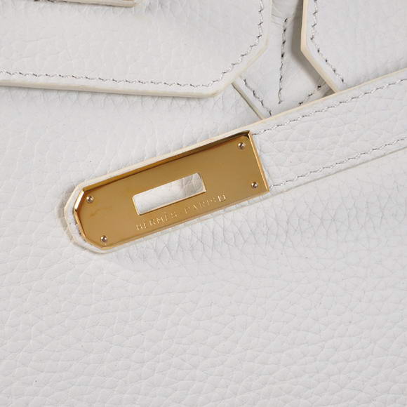 Hermes Birkin 35CM Tote Bags Togo Leather White Golden