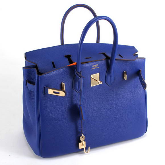Hermes Birkin 35CM Smooth Leather Handbag 6089 Dark Blue Golden Hermes Birkin 35CM Smooth Leather Handbag 6089 Dark Blue Golden