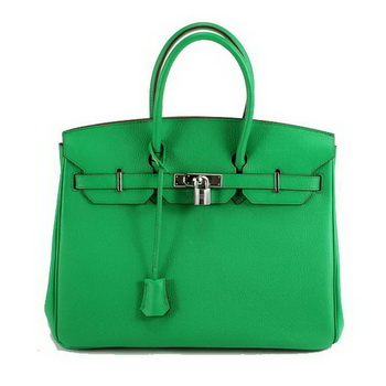 Hermes Birkin 35CM Smooth Leather Handbag 6089 Dark Green Silver Hermes Birkin 35CM Smooth Leather Handbag 6089 Dark Green Silver