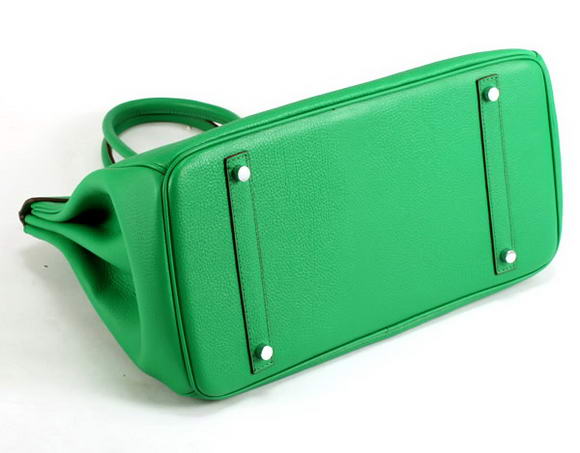 Hermes Birkin 35CM Smooth Leather Handbag 6089 Dark Green Silver