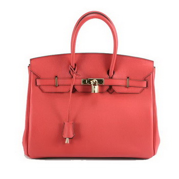 Hermes Birkin 35CM Smooth Leather Handbag 6089 Red Golden Hermes Birkin 35CM Smooth Leather Handbag 6089 Red Golden