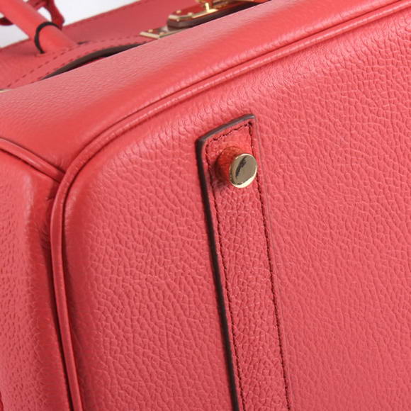 Hermes Birkin 35CM Smooth Leather Handbag 6089 Red Golden