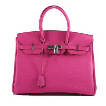 Hermes Birkin 35CM Smooth Leather Handbag 6089 Rose Silver Hermes Birkin 35CM Smooth Leather Handbag 6089 Rose Silver