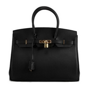 Hermes Birkin 35CM Togo Leather Handbag 6089 Black Golden Hermes Birkin 35CM Togo Leather Handbag 6089 Black Golden