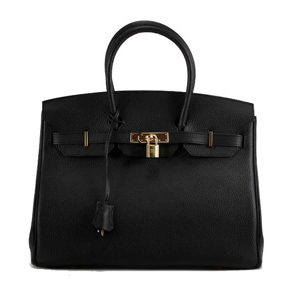 Hermes Birkin 35CM Togo Leather Handbag 6089 Black Golden Hermes Birkin 35CM Togo Leather Handbag 6089 Black Golden