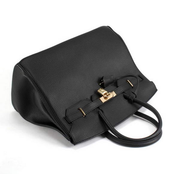Hermes Birkin 35CM Togo Leather Handbag 6089 Black Golden Hermes Birkin 35CM Togo Leather Handbag 6089 Black Golden