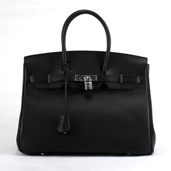 Hermes Birkin 35CM Togo Leather Handbag 6089 Black Silver