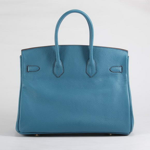 Hermes Birkin 35CM Togo Leather Handbag 6089 Blue Silver Hermes Birkin 35CM Togo Leather Handbag 6089 Blue Silver