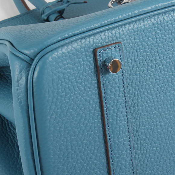 Hermes Birkin 35CM Togo Leather Handbag 6089 Blue Silver Hermes Birkin 35CM Togo Leather Handbag 6089 Blue Silver