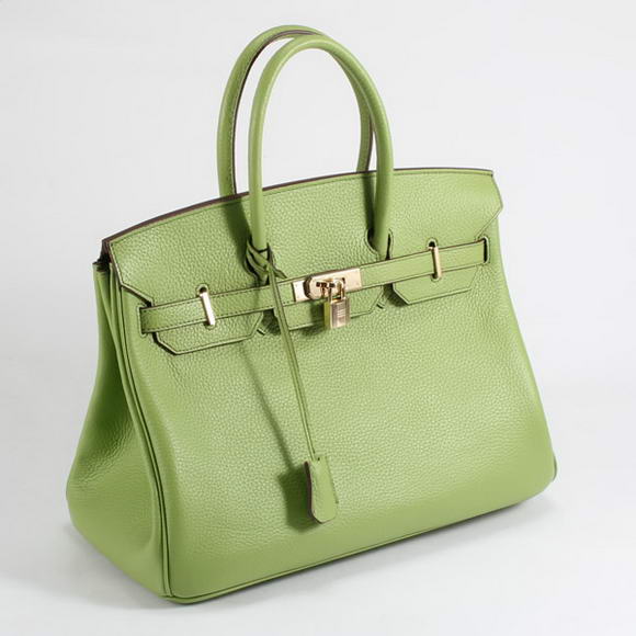 Hermes Birkin 35CM Togo Leather Handbag 6089 Green Golden