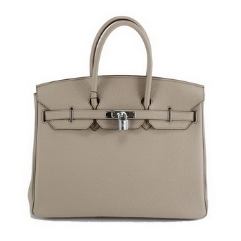 Hermes Birkin 35CM Togo Leather Handbag 6089 Light Grey Silver Hermes Birkin 35CM Togo Leather Handbag 6089 Light Grey Silver