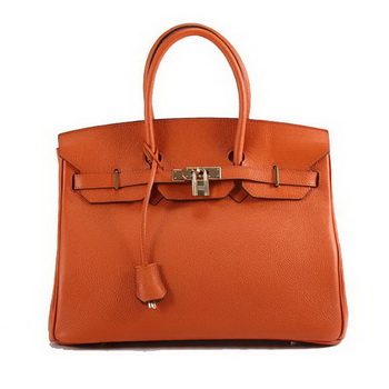 Hermes Birkin 35CM Togo Leather Handbag 6089 Orange Golden Hermes Birkin 35CM Togo Leather Handbag 6089 Orange Golden